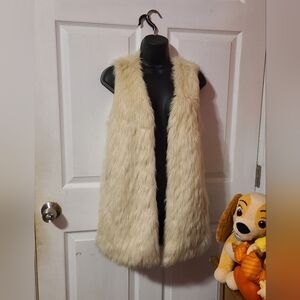 Cream Fuax Fur/Silk Vest